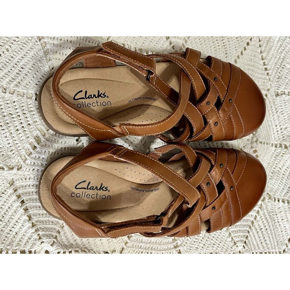 Clarks Elizabelle Sea Fisherman‎ Sandal Woman's 8.5 M Brown Leather Comfortable - Picture 8 of 8